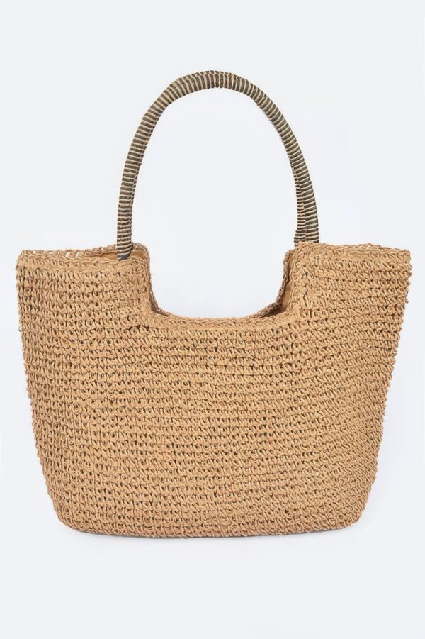 Faux Straw Woven Tote – Structured Beach & Market Bag
