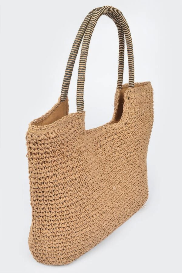 Faux Straw Woven Tote – Structured Beach & Market Bag