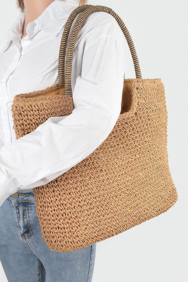 Faux Straw Woven Tote – Structured Beach & Market Bag