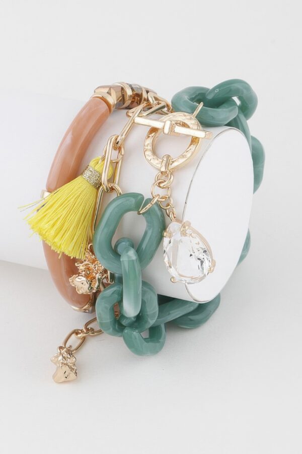 Multi Tassel Pendant Bracelet – Textured Accent