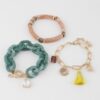 Multi Tassel Pendant Bracelet – Textured Accent