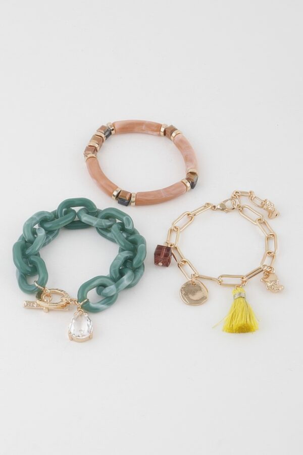 Multi Tassel Pendant Bracelet – Textured Accent