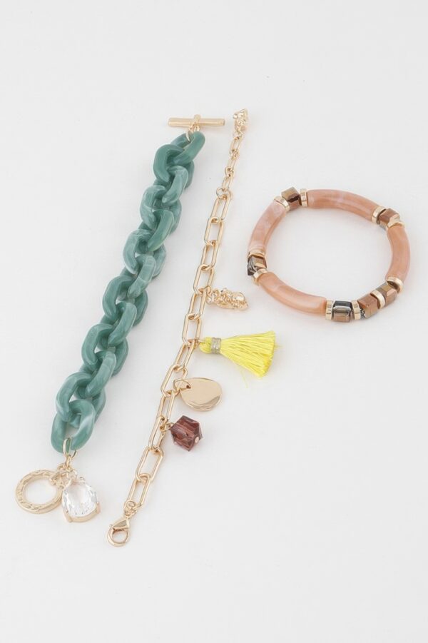 Multi Tassel Pendant Bracelet – Textured Accent