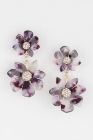 Watercolor Floral Drop Earrings – Soft Petal Motif