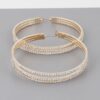 Wide Hoop Earrings with Triple Jewel Accents