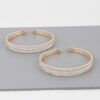 Wide Hoop Earrings with Triple Jewel Accents