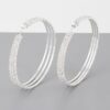 Wide Hoop Earrings with Triple Jewel Accents