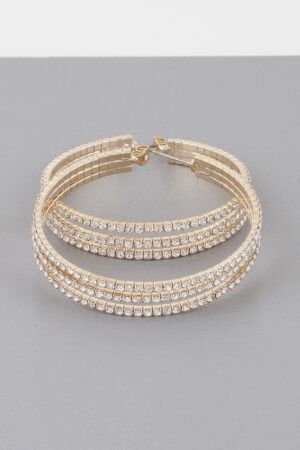 Triple Jewel Hoop Earrings – Medium Sparkle