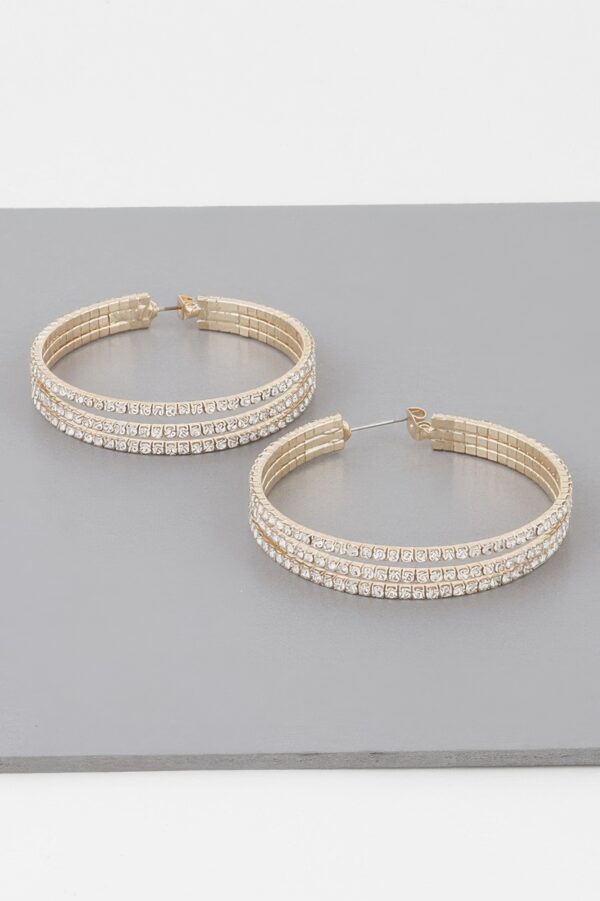 Triple Jewel Hoop Earrings – Medium Sparkle