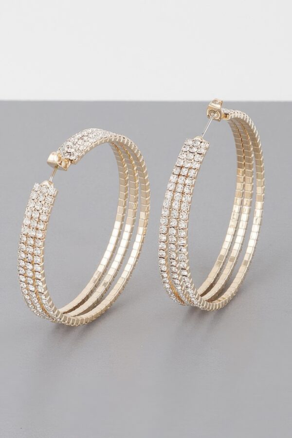 Triple Jewel Hoop Earrings – Medium Sparkle