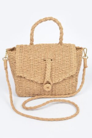 Faux Straw Weave Clutch – Structured Envelope Bag