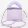 Compact Faux Leather Bag with Fur Top Handle