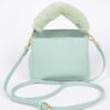 Compact Faux Leather Bag with Fur Top Handle