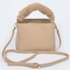 Compact Faux Leather Bag with Fur Top Handle