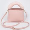 Compact Faux Leather Bag with Fur Top Handle