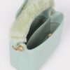 Compact Faux Leather Bag with Fur Top Handle