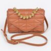 Quilted Faux Leather Flap Bag with Ball Chain