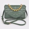 Quilted Faux Leather Flap Bag with Ball Chain