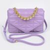 Quilted Faux Leather Flap Bag with Ball Chain