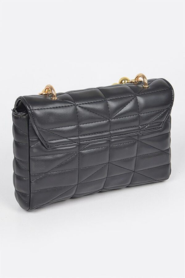 Quilted Faux Leather Flap Bag with Ball Chain