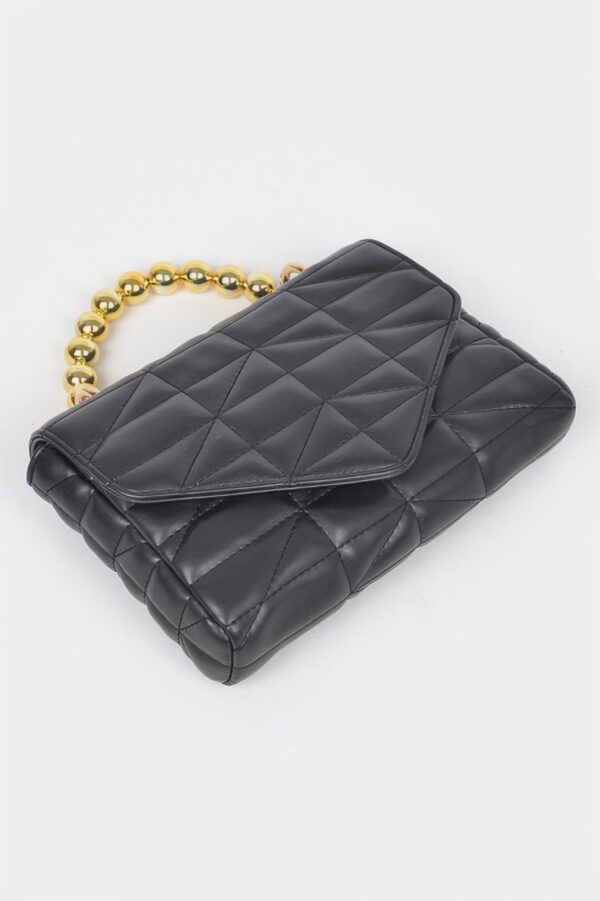 Quilted Faux Leather Flap Bag with Ball Chain