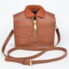 Jacket-Inspired Faux Leather Fur Crossbody Bag
