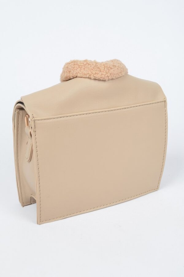Jacket-Inspired Faux Leather Fur Crossbody Bag