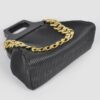 Pleated Chain Bag with Wooden Handle