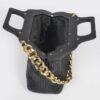 Pleated Chain Bag with Wooden Handle