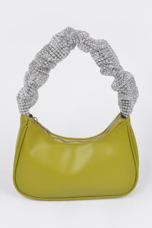 Pleated Faux Leather Shoulder Strap Bag