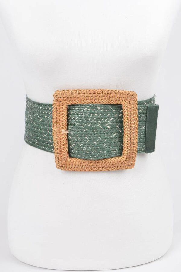 Wide Stretch Belt with Bamboo-Style Buckle