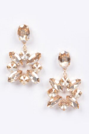 Multi Rhinestone Dangle Earrings – Cascading Drop
