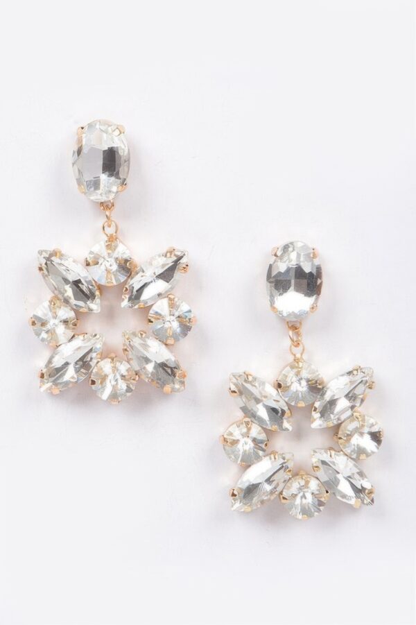 Multi Rhinestone Dangle Earrings – Cascading Drop
