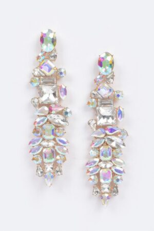 Multi Rhinestone Drop Earrings – Elongated Statement