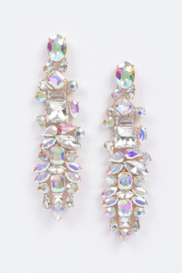 Multi Rhinestone Drop Earrings – Elongated Statement