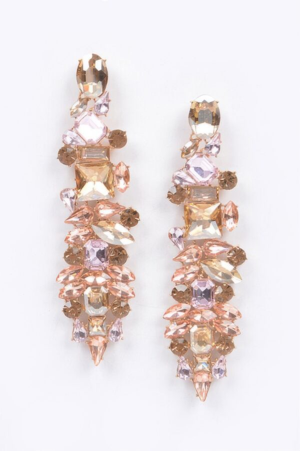 Multi Rhinestone Drop Earrings – Elongated Statement
