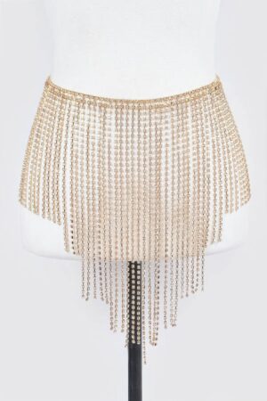 Rhinestone Cascade Belt – Fountains Design, 13 inch Wide
