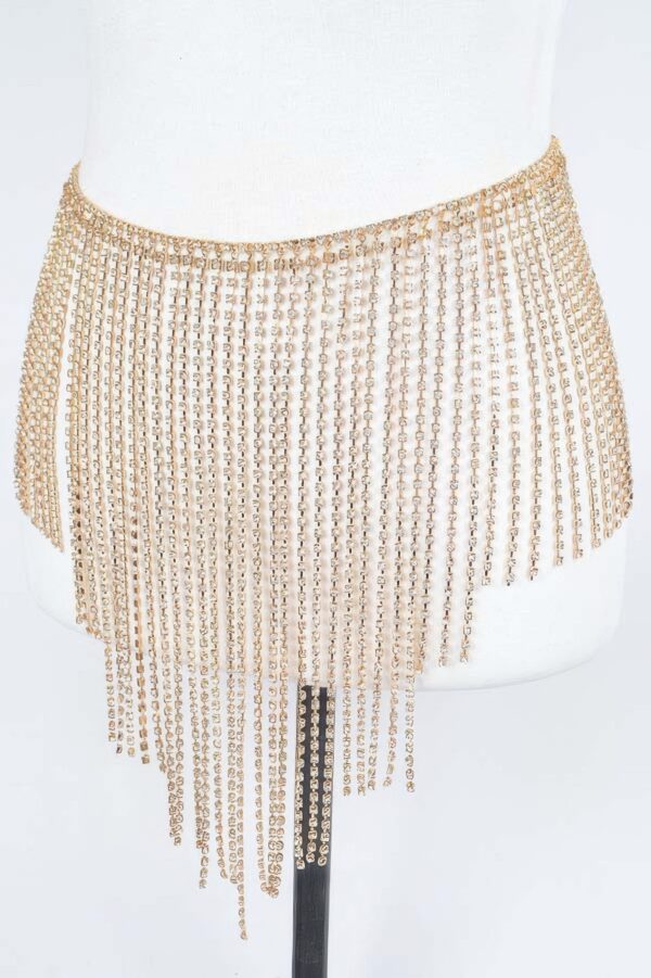 Rhinestone Cascade Belt – Fountains Design, 13 inch Wide