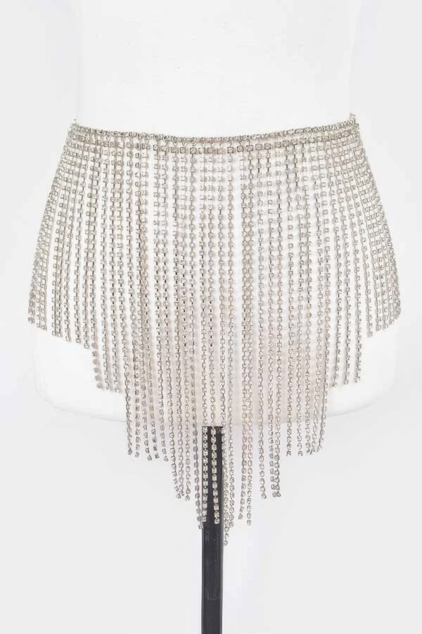 Rhinestone Cascade Belt – Fountains Design, 13 inch Wide