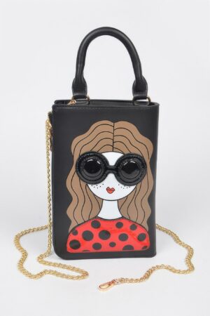 Character Print Chain-strap Crossbody Bag