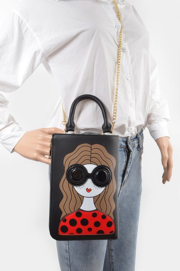 Character Print Chain-strap Crossbody Bag