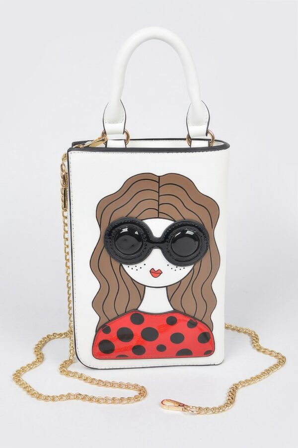 Character Print Chain-strap Crossbody Bag