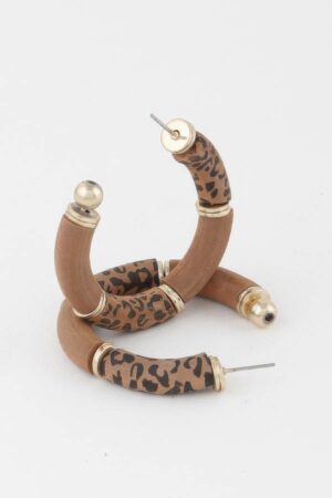 Leo Print Hoop Earrings – 1.8 x 1.8 inches