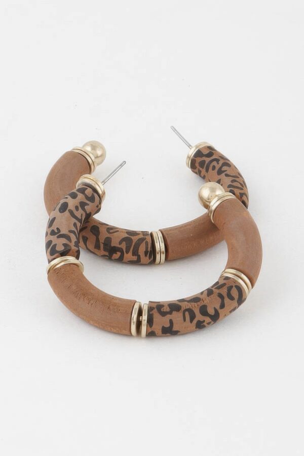 Leo Print Hoop Earrings – 1.8 x 1.8 inches