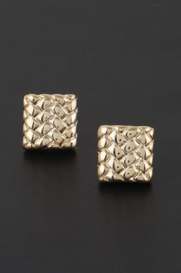 Braided Square Stud Earrings – Textured Mini Studs