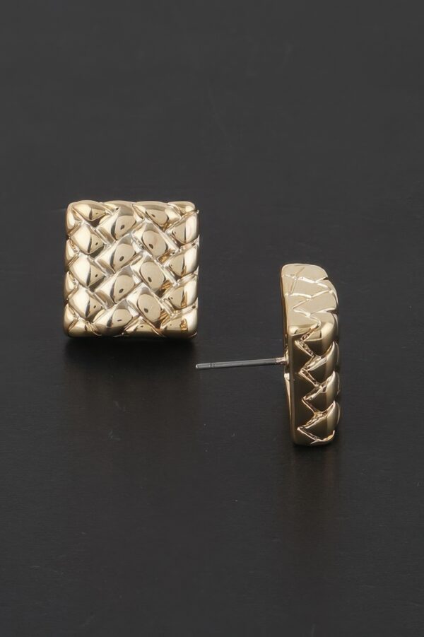 Braided Square Stud Earrings – Textured Mini Studs