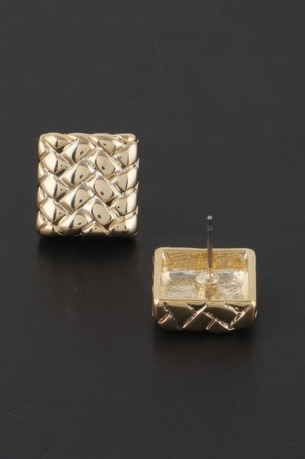 Braided Square Stud Earrings – Textured Mini Studs