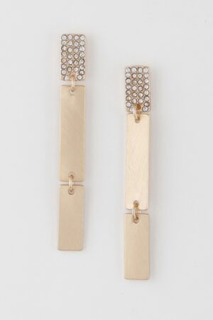Jeweled Triple-Bar Earrings with Elongated Silhouette