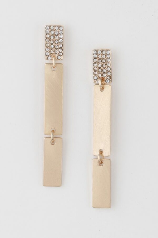 Jeweled Triple-Bar Earrings with Elongated Silhouette