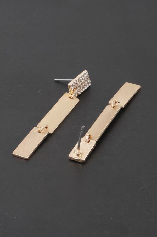 Jeweled Triple-Bar Earrings with Elongated Silhouette